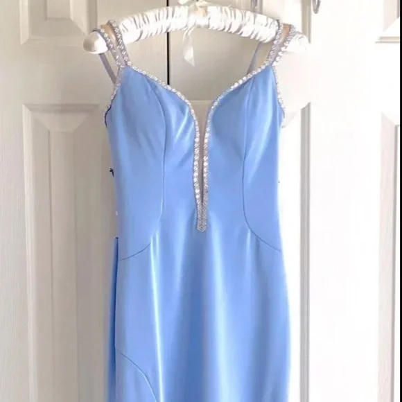 blue pleated strapless dress Royal Blue Strapless Pleated Top Maxi Dress With Slit main image 1